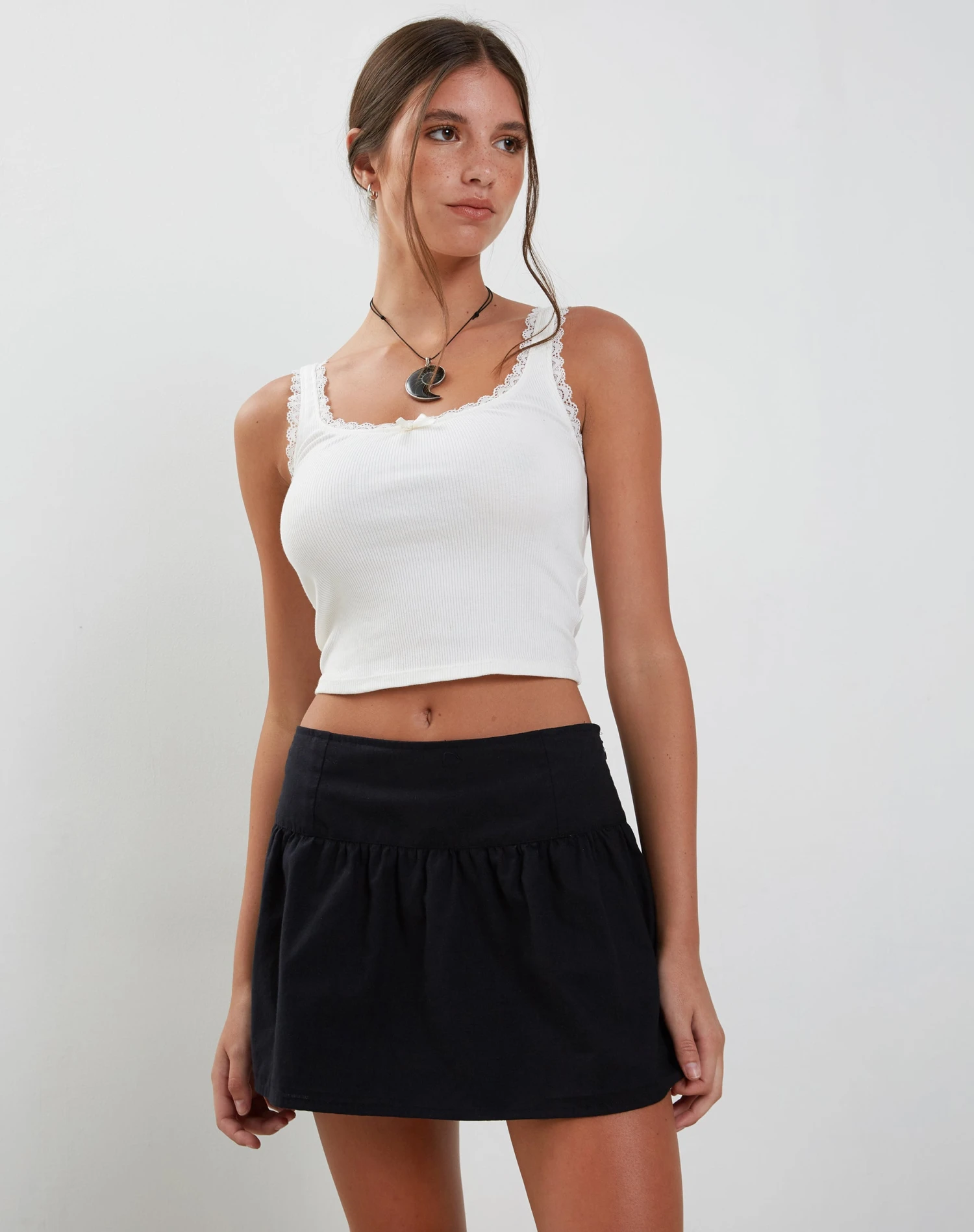 Adini Mini Skirt In Black Dobby 2 Adini Mini Skirt In Black Dobby - Image 2