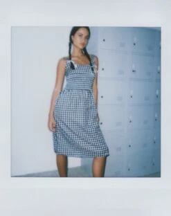 Ambrose Midi Dress In Black And White Gingham -Outlet Modi Vora Store AMBROSE DRESS MINI GINGHAM BLACK WHITE 1 copy