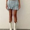 Anis Ruffle Hem Mini Skirt In Powder Blue