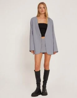 Amias Mini Skirt In Tailoring Grey -Outlet Modi Vora Store AMIAS SKIRT GREY 173571