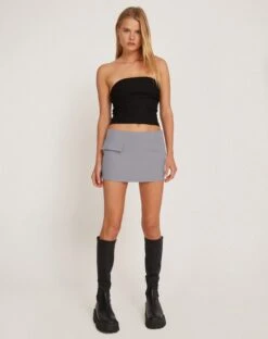 Amias Mini Skirt In Tailoring Grey -Outlet Modi Vora Store AMIAS SKIRT GREY 173584