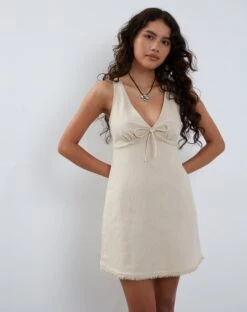 Anatari Mini Dress In Ecru Linen
