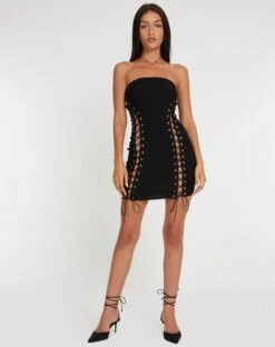 Apisa Bandeau Mini Dress In Black 7 Apisa Bandeau Mini Dress In Black -Outlet Modi Vora Store APISA DRESS BLACK 135347
