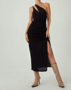 Arista Midi Dress In Black -Outlet Modi Vora Store ARISTA DRESS BLACK15314