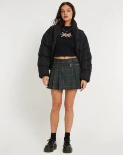 Skirza Pleated Mini Skirt In Tailoring Tartan Green -Outlet Modi Vora Store BABE TEE BLACK LONDON MOTEL EMBRO SKIRZA SKIRT TARTANS GREEN 151481