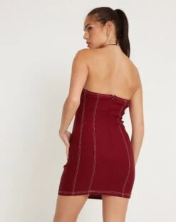 Baladis Mini Dress In Tailoring Redwood -Outlet Modi Vora Store BALADIS DRESS REDWOOD 153323