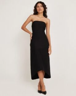 Bellini Bandeau Midi Dress In Black -Outlet Modi Vora Store BELLINI DRESS BLACK171095