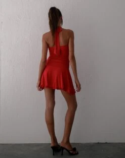 Bibi Bandeau Halterneck Mini Dress In Red -Outlet Modi Vora Store BIBI HALTER MINI DRESS RED 2