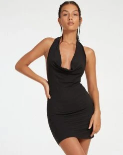 Bitna Mini Dress In Black -Outlet Modi Vora Store BITNA DRESS BLACK SLINKY 117768