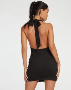 Bitna Mini Dress In Black -Outlet Modi Vora Store BITNA DRESS BLACK SLINKY 117771