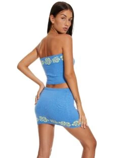MOTEL X BARBARA Danina Mini Skirt In Blue Hibiscus -Outlet Modi Vora Store Barbs 2.0 sp ecom56170