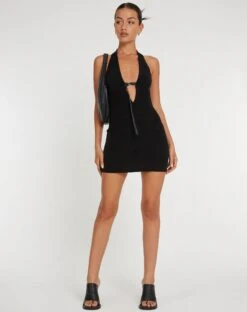 Calla Halter Mini Dress In Black -Outlet Modi Vora Store CALLA DRESS BLACK 136097 1