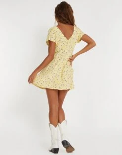 Calliope Mini Dress In Wild Flower Lemon Drop -Outlet Modi Vora Store CALLIOPE DRESS WILD FLOWER LEMON DROP 129980