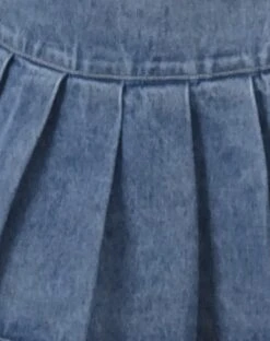Castari Denim Pleated Mini Skirt In Acid Blue -Outlet Modi Vora Store CASTARI SKIRT ACID BLUE 4