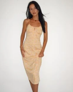 Cessilie Midi Dress In Flower Garden Yellow 10 Cessilie Midi Dress In Flower Garden Yellow -Outlet Modi Vora Store CESSILIE MIDI DRESS FLOWER GARDEN YELLOW 12