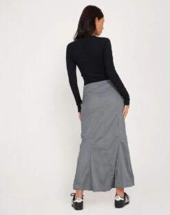 Chaeun Low Rise Midi Cargo Skirt In Grey -Outlet Modi Vora Store CHAEN SKIRT GREY 178209