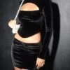Ifa Low Rise Mini Skirt In Black Velvet