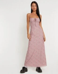 Clovita Maxi Dress In Spring Rose Dusty Pink -Outlet Modi Vora Store CLOVITA DRESS SPRING ROSE DUSTY PINK 144936