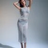 Esra Midi Skirt In Silver Chain