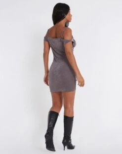 Dadary Mini Dress In Charcoal 8 Dadary Mini Dress In Charcoal -Outlet Modi Vora Store DADARY DRESS SLINKY CREPE CHARCOAL 125490