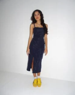Daisha Midi Dress In Navy