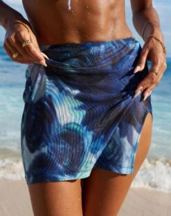 Godiva Mini Skirt In Abstract Floral Blue