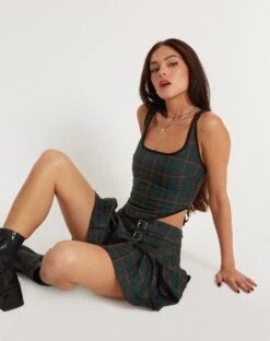 Skirza Pleated Mini Skirt In Tailoring Tartan Green -Outlet Modi Vora Store ELATI TOP SKIRZA SKIRT TARTANS GREEN 151589 1 e1c5ab65 51ae 4e5d 9099 c6636ce863aa
