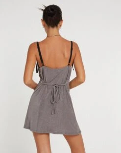 Elpima Mini Dress In Grey -Outlet Modi Vora Store ELPIMA DRESS SLINKY CREPE GREY 135907