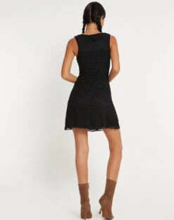 Eltami Mini Dress In Lace Black -Outlet Modi Vora Store ELTAMI DRESS LACE BLACK 140938