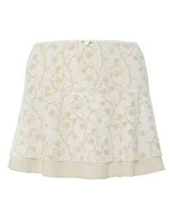Friska Mini Skirt In Beige Mesh Light Tan Flock -Outlet Modi Vora Store FRISKA SKIRT BEIGE MESH LIGHT TAN FLOCK