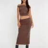 Gadis Slinky Midi Skirt In Peppercorn