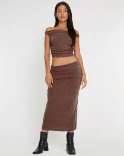 Gadis Slinky Midi Skirt In Peppercorn