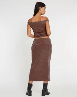Gadis Slinky Midi Skirt In Peppercorn -Outlet Modi Vora Store GADIS SKIRT SLINKY CREPE NEUTRAL 134381