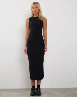 Gelena Midi Dress In Black -Outlet Modi Vora Store GELENA MIDI DRESS BLACK192838
