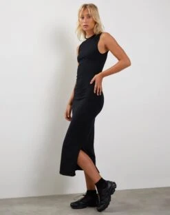 Gelena Midi Dress In Black -Outlet Modi Vora Store GELENA MIDI DRESS BLACK192857