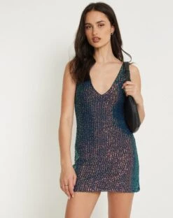 Gelis Bodycon Mini Dress In Opal Shine -Outlet Modi Vora Store GELIS DRESS OPAL SHINE 165079