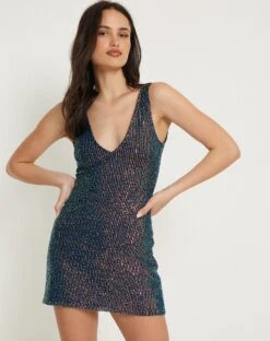 Gelis Bodycon Mini Dress In Opal Shine -Outlet Modi Vora Store GELIS DRESS OPAL SHINE 165094