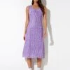 Geya Mesh Midi Dress In Daisy Floral Lilac