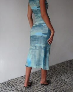 MOTEL X JACQUIE Gia Midi Skirt In Mesh Abstract Paint Brush Green -Outlet Modi Vora Store GIA SKIRT MESH ABSTRACT PAINT BRUSH GREEN 36 9821f49d d23e 4ebe a13c cbce80b9751f