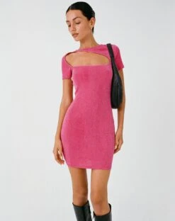 MOTEL X JACQUIE Goji Bodycon Dress In Magenta -Outlet Modi Vora Store GOJI DRESS MAGENTA 6