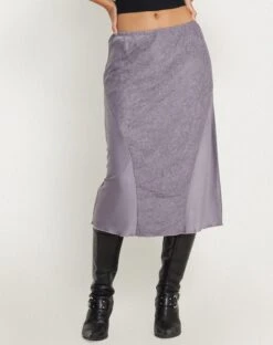 Goyara Midi Skirt In Satin Grey Ridge