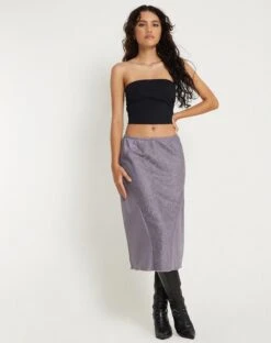 Goyara Midi Skirt In Satin Grey Ridge -Outlet Modi Vora Store GOYARA SKIRT DULL SATIN GREY RIDGE163207