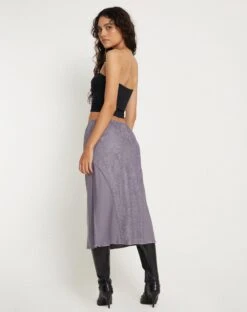 Goyara Midi Skirt In Satin Grey Ridge -Outlet Modi Vora Store GOYARA SKIRT DULL SATIN GREY RIDGE163215