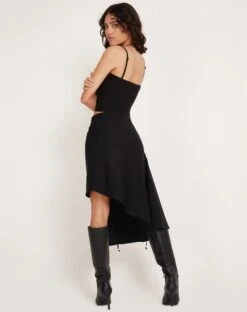 Carlisia Asymmetrical Midi Skirt In Black 9 Carlisia Asymmetrical Midi Skirt In Black -Outlet Modi Vora Store HATEYA TOP CARLISIA SKIRT BLACK 170966