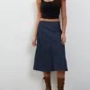 Imbrella Denim Midi Skirt In Dark Indigo