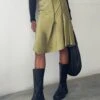 Slaza Midi Skirt In Satin Olive
