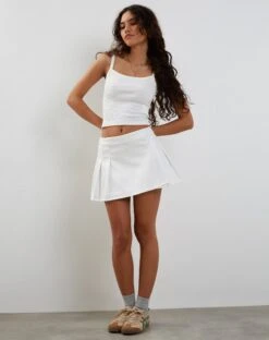 Inica Pleated Mini Skirt In Off White -Outlet Modi Vora Store INICA PLEATED MINI SKIRT OFF WHITE 488