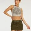 Ivette Mini Skirt In Dark Olive Khaki