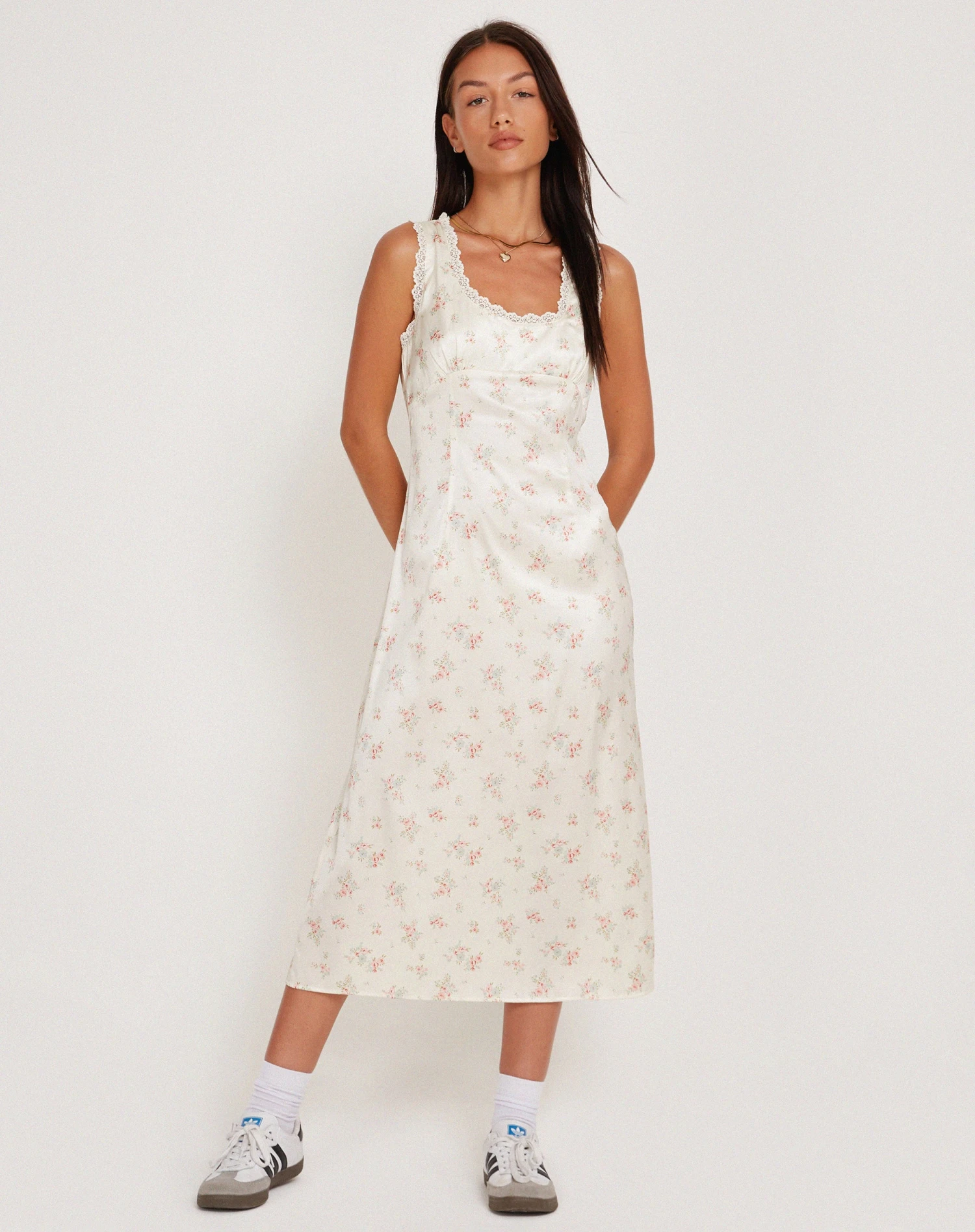 Jinora Midi Dress In Satin Vintage Rose Garland 6 Jinora Midi Dress In Satin Vintage Rose Garland - Image 6