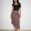 Karlesa Asymmetric Midi Skirt In Deep Taupe